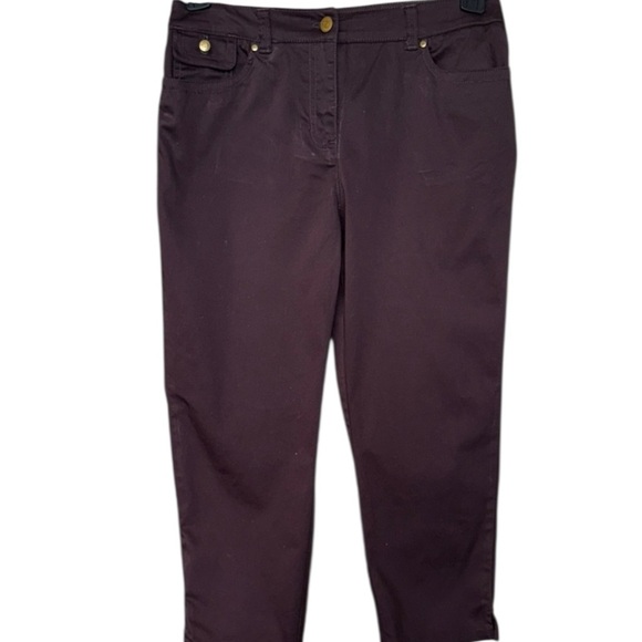 Jones New York Signature Dark Brown Trousers Preppy Polished Cotton Stretch Crop - Picture 10 of 10